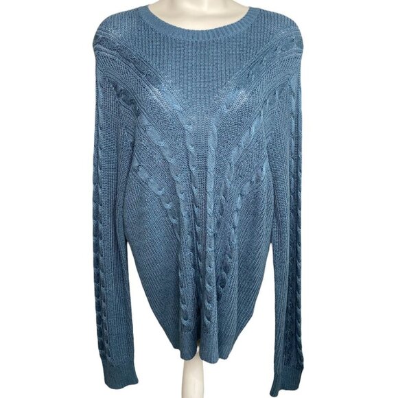 Ralph Lauren Cable-Knit Sweater Top Women's XXL 2XL Blue Lightweight Soft NEW - Picture 2 of 14